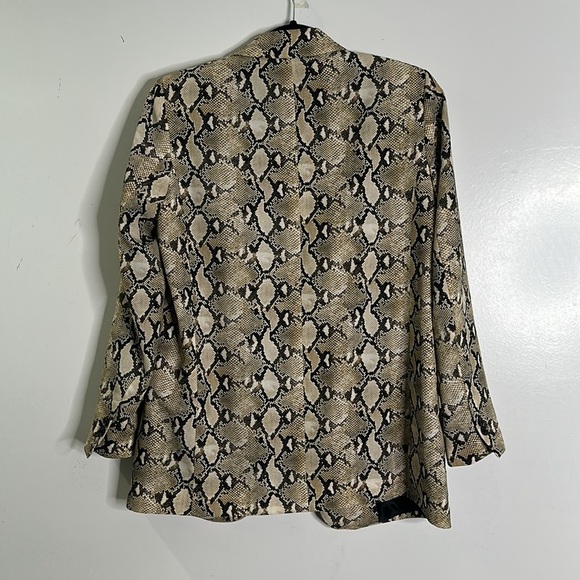 Zara beige brown python D kin snake print blazer size M career preppy feminine - Picture 5 of 10